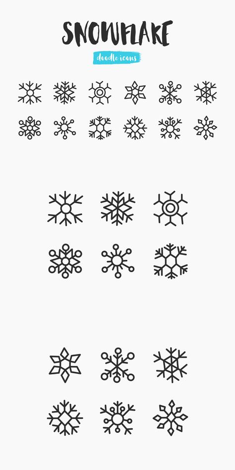 Snowflake Hand-Drawn Doodle Icons December Doodles Easy, Easy To Draw Snowflakes, Hand Drawn Snowflakes, Snow Flakes Drawing Easy, Snowflake Doodles Simple, Snow Drawing Easy, Simple Snowflake Drawing, How To Draw A Snowflake, How To Draw Snowflakes