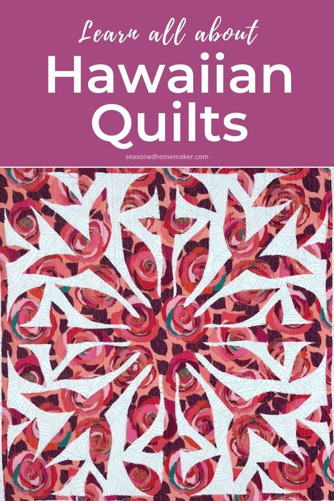 Learn about Hawaiian Quilts. I’m showring how to make them traditionally by hand, by machine, raw-edge, and even with some couching. #hawaiianquilts #hawaiianquiltpattrns #hawiianquilttutorials Hawaiian Applique Quilt, Hexagon Quilting, Hawaiian Quilting, Hawaiian Quilt Patterns, Beginning Quilting, Hawaiian Quilt, Start Quilting, Hawaiian Quilts, Kids Sewing