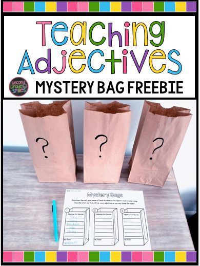 Free hands-on adjective activity! My 2nd graders loved this mystery bag printable! Unique idea for teachers! #adjectives Adverb Activities, Adjectives Lesson, Teaching Adjectives, 2nd Grade Grammar, Adjectives Activities, Grammar Games, Nouns And Adjectives, First Grade Writing, Grammar Activities