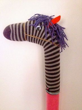 Pool Noodle Sock Horse! This is a little project that I made for Felix for his second birthday. It came about because he was 'riding' a... Pool Noodle Horse, Noodle Horse, Pool Noodle Crafts, Stick Horses, Hobby Horses, Horse Party, Pool Noodle, Pool Noodles, Derby Party