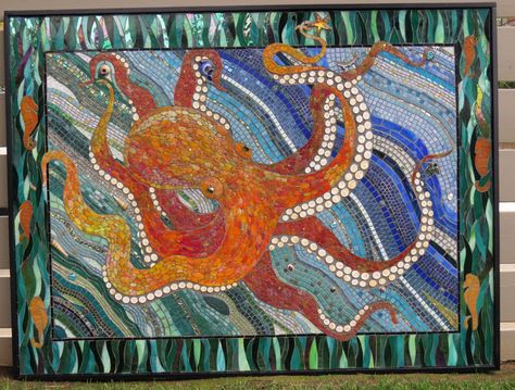 Mosiac Art Koi, Octopus Mosaic, Octopus Mosaic Art, Mosaic Goldfish Pattern, Mosaic Tile Art Animal, Mosaic Sea, Falling Star, Falling Stars, Mosaic Artwork