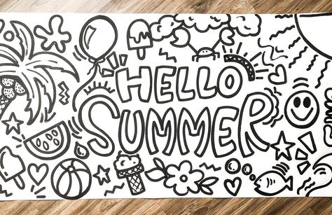 What a fun party banner that is both interactive and custom designed to your event and theme! GIANT coloring sheets are great for kids, school events, birthdays, ect.! ✨🤩🌟☀️ #giantcoloringsheet #coloringsheet #fun #summer #banner #banners #coloring #coloringsheets Giant Coloring Poster, Color Sheets, Chalkboard Lettering, Summer Banner, Banner Ideas, Birthday Banners, Paper Banners, Middle School Art, School Events