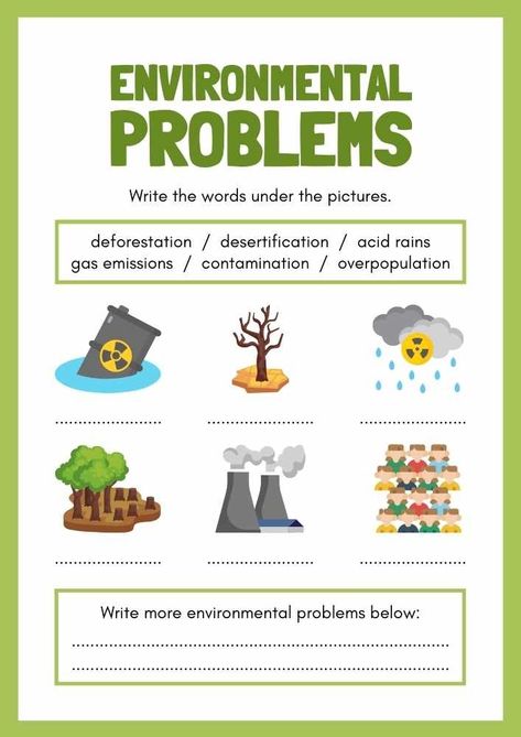 Environmental Problems English Worksheet Pollution Activities Worksheets, Pollution Activities, Environmental Problems, Esl English, English Projects, English Worksheet, Environmental Problem, Conversational English, English Activities