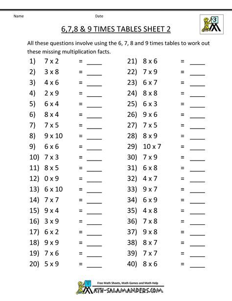 free math sheets multiplication 6 7 8 9 times tables 2 Free Printable Multiplication Worksheets, Table Worksheet, Times Tables Worksheets, Multiplication Times Tables, Printable Multiplication Worksheets, Multiplication Facts Worksheets, Math Multiplication Worksheets, Math Fact Worksheets, Office Admin