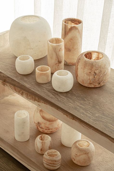 Stone Candle Holder, Bathroom Candles, Alabaster Stone, Welcome To My House, Marble Candle, Stone Accessories, Bath Accessories Set, Candle Inspiration, Ceramics Ideas Pottery