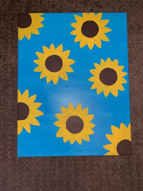 Simple Sunflower Painting, Simple Sunflower, Cute Easy Paintings, Disney Canvas Art, Sunflower Canvas, Small Canvas Paintings, Hippie Painting, Simple Canvas Paintings, Canvas Painting Tutorials