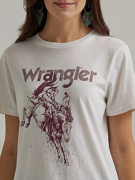 Women's Wrangler Logo Cowboy Regular Fit Tee Western Tee Shirts, Bronc Rider, Workwear Jeans, Mens Workwear, Outdoor Pants, Retro Logo, Work Wear Women, Family Outfits, Pant Shirt