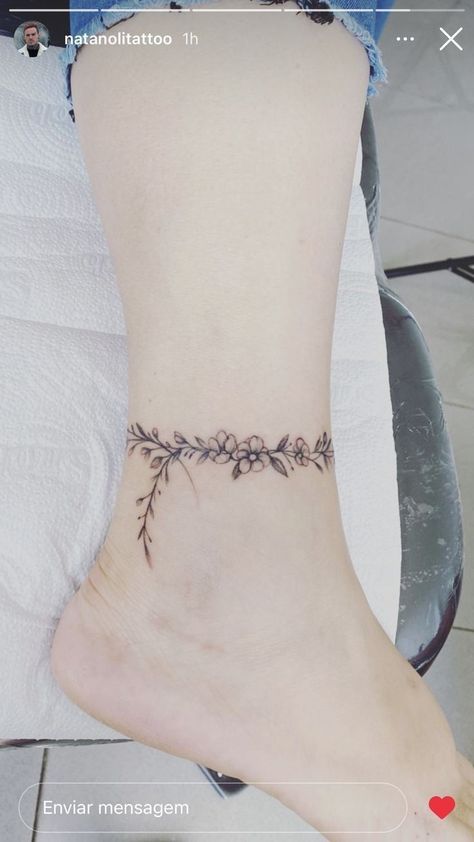 Anklet Bracelet Tattoos For Women, Bracelet Butterfly Tattoo, Leaf Anklet Tattoo, Anklet Flower Tattoo, Flower Around Ankle Tattoo, Ankel Tattoos Wrap Around Women, Ankle Chain Tattoos For Women, Vine Wrapped Around Ankle Tattoo, Anklets Tattoo For Women