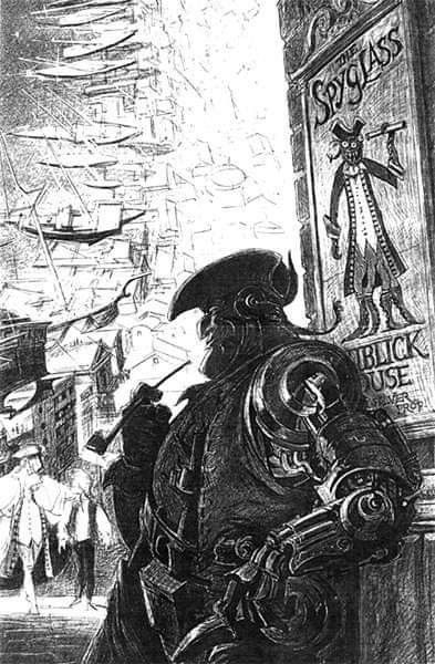 treasure Planet illustration 2 Treasure Planet, A Drawing, A Man, Concept Art, Black And White, Building, White, Black, Art