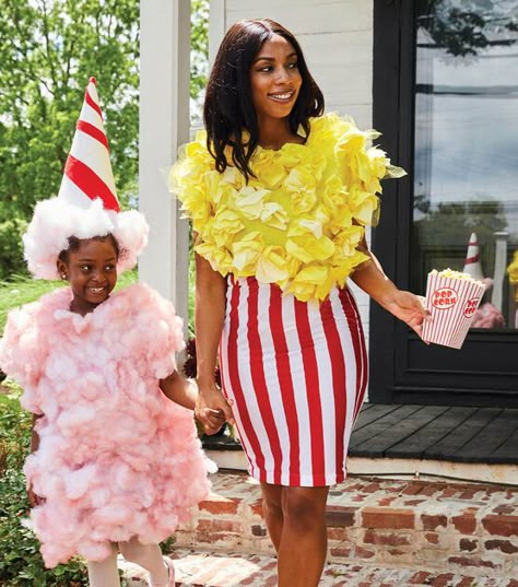 Popcorn Outfit, Popcorn Halloween Costume, Corn Costume, Popcorn Costume, Halloween Family Costumes, How To Make Popcorn, Halloween Costumes Easy, Under The Big Top, Candy Costumes