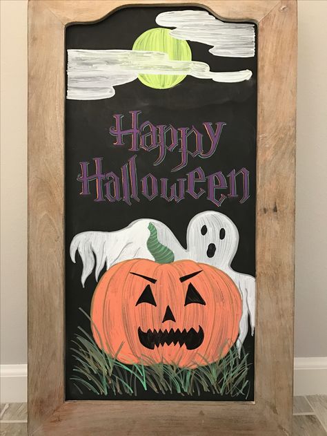 Halloween Chalkboard Art, Coffee Chalkboard, Chalkboard Art Diy, Fun Chalk Art, Chalkboard Art Quotes, Chalkboard Wall Art, Halloween Chalkboard, Chalkboard Markers, Chalk Design