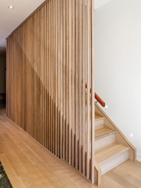 Slatted Wood Wood Slats Patio Design Modern Home Toronto تحت الدرج, Stairs Design Interior, Wood Slat Wall, Stairway Design, Stairs Design Modern, Stair Case, Home Stairs Design, Modern Stairs, Interior Stairs