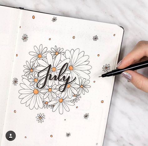 July monthly cover page for bullet journal Bullet Journal Calendrier, Bullet Journal Month, Bullet Journal 2019, Rustic Wedding Decorations, Journal Bullet, Hand Writing, Diary Ideas, Bullet Journal Themes, Bullet Journal Art