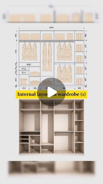 aleadtrend on Instagram: "The internal layout plan of the bedroom wardrobe more than two meters long is the internal layout of the open wardrobe and the internal layout of the cloakroom wardrobe. #interiotdesign #designhome #designdservice #arquiteturadeinteriores #aleadtrend" Internal Layout Of Wardrobe, 2m Wardrobe Layout, Cupboard Internal Design, Closet Designs Layout, Wardrobe Layout Ideas, Wardrobe Internal Design For Women, Bedroom Cupboard Storage Ideas, Closet Layout Dimensions, Cloakroom Wardrobe