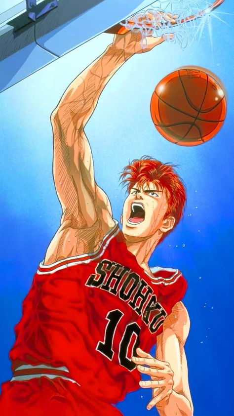 Dunk Wallpaper, Basketball Manga, Cool Basketball Wallpapers, Slam Dunk Manga, Slam Dunk Anime, Basketball Anime, Detective Conan Wallpapers, Anime Pixel Art, Cool Anime Wallpapers