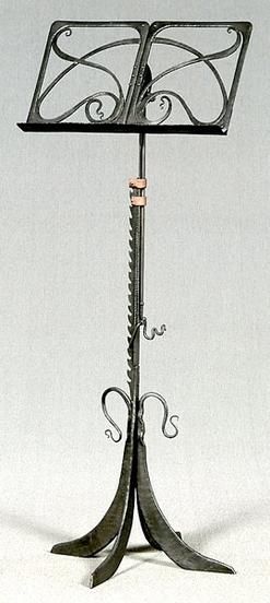 Music Stand; Art Nouveau Style, Wrought Iron, Scroll Decoration. Music Stands, Dream Desk, Wrought Iron Design, Wrought Iron Decor, Blacksmith Projects, Antique Candles, Music Stand, Forging Metal, Iron Work