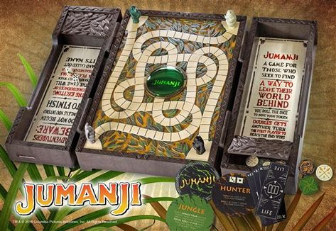 Jumanji Board Game Collector Replica at noblecollection.com Jumanji Themed Games, Jumanji Game Board, Jumanji Hunter, Jumanji Game, Jumanji 1995, Grail Diary, Jumanji Board Game, Magic Library, Board Game Themes