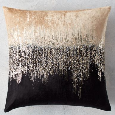 Joie De Vivre 22" | Z Gallerie Z Gallerie, Bath Pillows, Gold Pillows, Metallic Foil, Cotton Velvet, Foil Print, Pillow Pattern, Ancient Art, Hand Beading