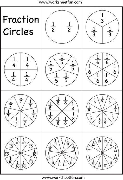 Fraction Circles Worksheet / FREE Printable Worksheets – Worksheetfun Fraction Circles, Fractions Worksheets, Math Formulas, Studying Math, Math Fractions, Math Methods, Homeschool Math, 4th Grade Math, Math Tricks