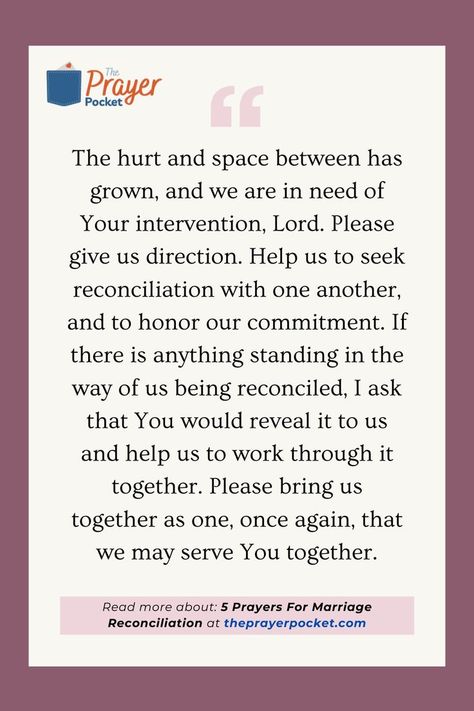 Find hope and healing in these prayers for reconciliation in marriage. Trust in God's power to restore love and unity to your relationship. Reconciliation Prayer, Prayers For Marriage, Prayer For Marriage Restoration, Marriage Reconciliation, Relationship Prayer, Marriage Restoration, Soul Ties, Relationship Therapy, Marriage Prayer