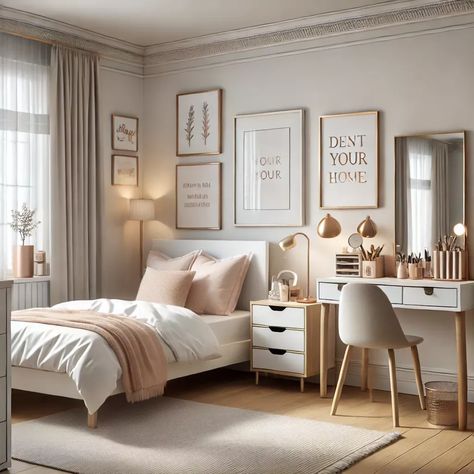 Cozy Girl Room Aesthetic, Teens Girls Bedroom Ideas, Room Ideas Plain, Teen Room For Girls Teenagers, Elegant Teen Bedroom, Teen Girl Bedroom Ideas Aesthetic Modern, Bedroom Ideas For Teens Girls Cozy, Grey And Pink Bedroom Ideas For Women, Preteen Girl Room Decorating Ideas