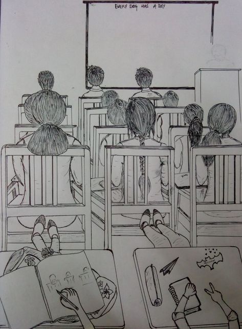 Jee Mains Paper 2 Drawing, Classroom Scene Drawing, Classroom Perspective Drawing, Classroom Drawing Reference, School Classroom Drawing, Classroom Drawing Sketch, My Dream School Drawing, Classroom Reference Drawing, Classroom Sketch