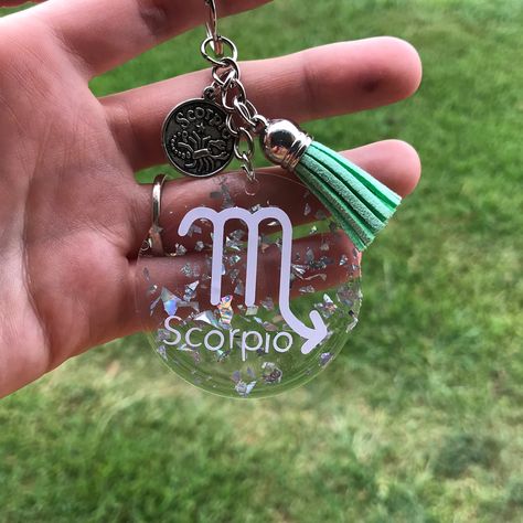 Resin Zodiac Sign, Resin Zodiac Keychain, Scorpio Keychain, Zodiac Keychain, Cricut Business, Black Eyeglasses Frames, Scorpio Zodiac Sign, Floral Watches, Rose Bag