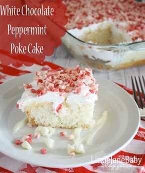 Peppermint Poke Cake, White Cake Recipes, Peppermint Cake, White Chocolate Peppermint, White Cake Recipe, Poke Cake Recipes, Poke Cakes, Backyard Weddings, Poke Cake