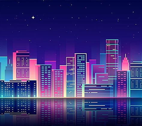 Cartoon urban night background City Backdrop, 2560x1440 Wallpaper, Vaporwave Wallpaper, City Vector, New Retro Wave, City Illustration, Neon Glow, Black And White Wallpaper, Night City