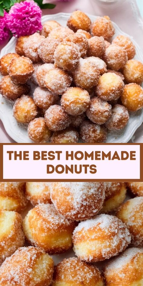 Homemade Donuts Mini Donut Recipes, Strawberry Filled Donuts, Dessert Pasta, Cake Donut, Homemade Doughnuts, Powdered Donuts, Chilled Desserts, Local Bakery, Gluten Free Donuts