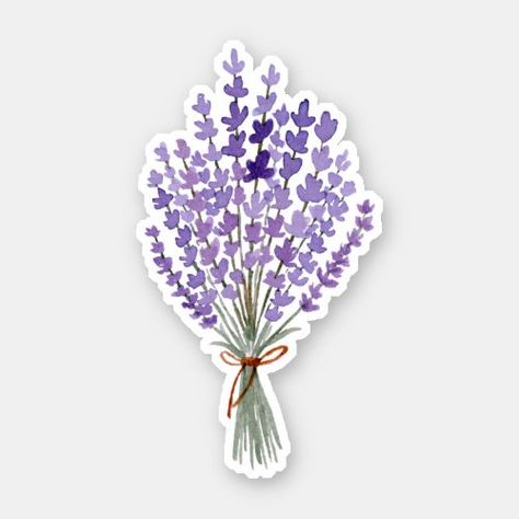 Bouquet Of Flowers Lavender, Printable Stickers Flowers, Purple Aesthetic Stickers, Lavender Scrapbook, Lavender Stickers, Lavender Png, Watercolor Farmhouse, Lavender Basket, Bouquet Sticker