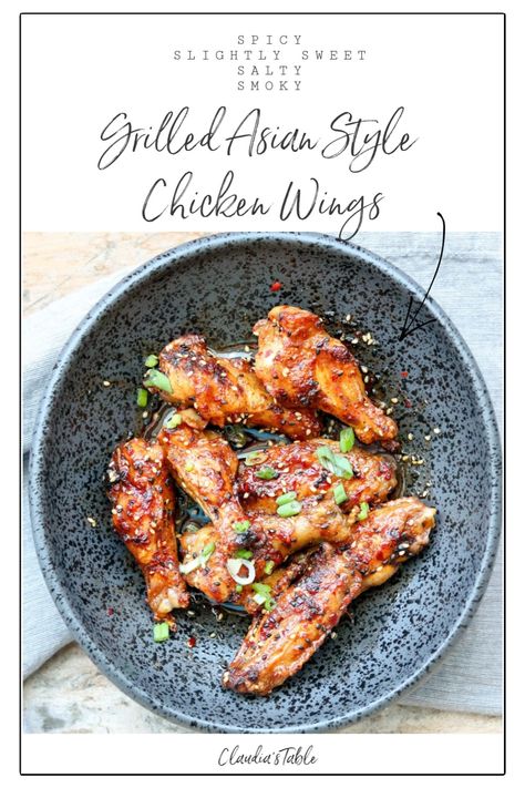 Chicken Drummettes, Asian Style Chicken, Korean Chili Flakes, Flake Recipes, Korean Chili, Yum Sauce, Grilled Wings, Cucumber Slices, Asian Vegetables