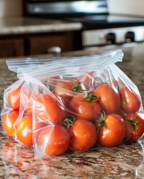 6 clever ways to keep and store tomatoes so they are fresh for weeks on end How To Store Cherry Tomatoes, Keep Tomatoes Fresh, How To Store Cherries, Storing Tomatoes, Tomato Storage, Store Tomatoes, How To Store Tomatoes, Vacuum Sealing Food, Freezing Tomatoes