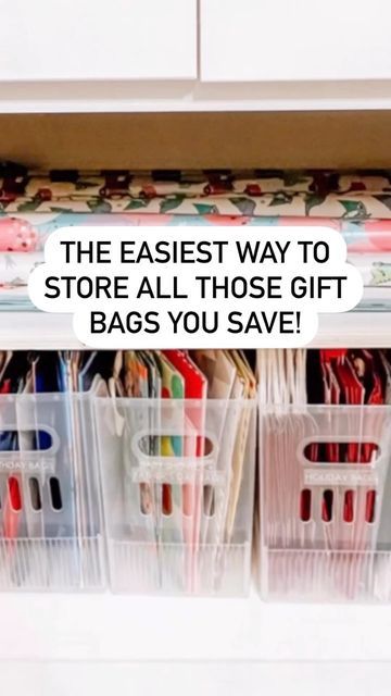 Storing Gift Bags And Tissue Paper, Storing Tissue Paper And Gift Bags, How To Organize Gift Bags And Tissue Paper, Organization Ideas For Gift Bags, Organizing Gift Bags And Tissue Paper, Gift Bags Organization, Birthday Bag Storage Ideas, Storage For Gift Bags, Diy Gift Bag Organizer Ideas