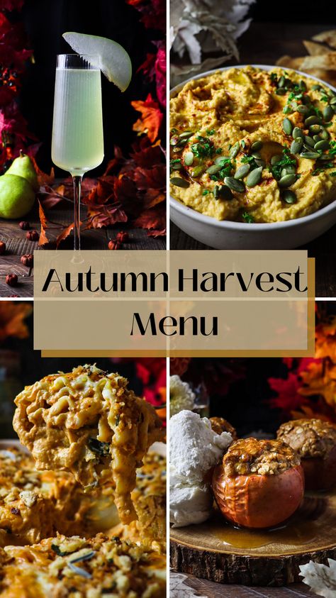 Fall Farm To Table Recipes, Essen, Harvest Feast Ideas, Autumn Fine Dining Recipes, Fall Feast Food, Harvest Menu Ideas, Autumn Solstice Food, Fall Harvest Dinner Recipes, Harvest Moon Food Ideas