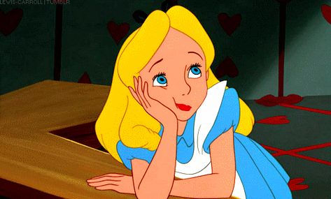 You’ve been waiting patiently for like, a year: | What It Feels Like When The Next Book Finally Comes Out Girls In The House, Drastic Haircut, Disney Gifs, Alice In Wonderland 1951, Animiertes Gif, Alice In Wonderland Disney, Animation Disney, Disney Version, Waiting Patiently