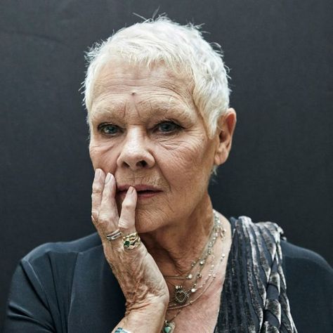 Judi Dench: ‘In my mind’s eye I’m six foot and willowy and about 39’ Judi Dench, Advanced Style, Ageless Beauty, Aging Beautifully, Aging Gracefully, Growing Old, Short Hairstyles For Women, White Hair, My Friend