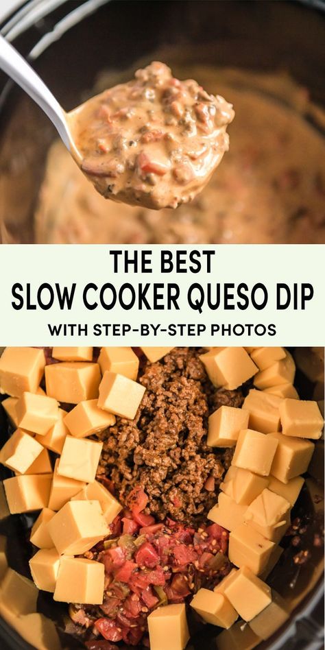 Mar 18, 2023 - Creamy, savory, and hearty slow cooker queso dip is perfect for parties and Mexican nights. Just 4 ingredients and easy to make ahead! Slow Cooker Queso Dip, Slow Cooker Queso, Crockpot Party Food, Queso Dip Recipe, Crock Pot Dips, Queso Dip Recipes, Crockpot Appetizers, Delicious Dips Recipes, Queso Recipe