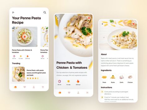 Recipes App Design, Cooking App Design, Recipe App Ui Design, Recipe Website Design, Recipe App Design, Recipe Apps, App Recipe, Recipe Web, Meal Planning App