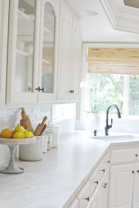 White Kitchen Counters Quartz, White Montreal Quartzite, Honed Kitchen Countertops, Calcutta Luxe Quartzite Kitchen, Honed Quartzite Kitchen Countertops, White Kitchen With Quartzite Countertops, Golden Gate Quartz Countertops, White Cabinets White Countertops Quartz, Light Colored Countertops