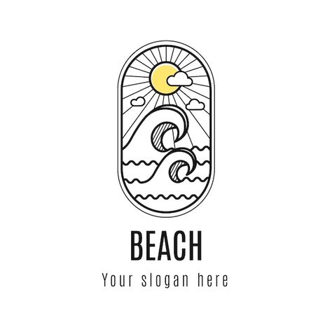 Modèle De Logo De Plage Plate | Free Vector #Freepik #freevector #logo-mer #logo-plage #logo-vague #vague-mer Logo Vague, Logo Mer, Style Graphique, Endless Summer, ? Logo, Logos