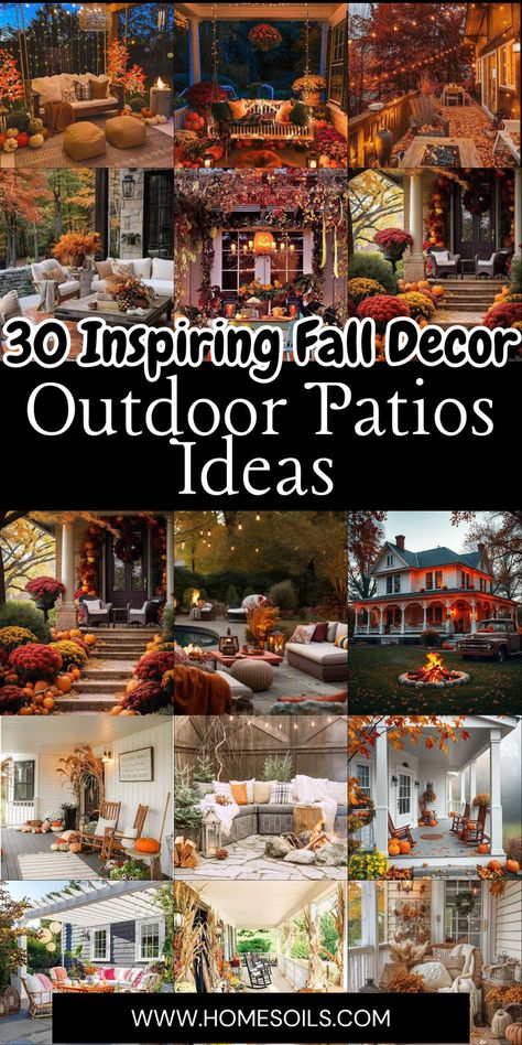 As the crisp autumn air settles in, it’s time to transform your outdoor patio into a cozy fall retreat. From warm color palettes to seasonal accents, these 30 fall decor ideas will help you create an inviting outdoor space that embraces the beauty of the season. Simple Fall Patio Decor, Fall Pergola Decorations, Fall Decorating Outdoors, Small Patio Fall Decorating Ideas, Fall Backyard Decorating Ideas, Autumn Patio Decor, Fall Deck Decorating Ideas Cozy, Outdoor Patio Fall Decor, Fall Back Patio Decorating Ideas