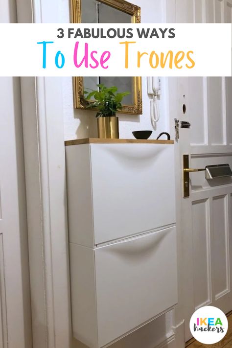 IKEA TRONES shoe cabinet used in unusual ways for the bathroom and hallway. Ikea Shoe Cabinet Bathroom, Thrones Ikea Shoe Storage, Trones Shoe Cabinet, Trones Ikea Hack, Shoe Rack Hacks, Cali Apartment, Trones Ikea, Ikea Shoe Rack, Ikea Shoe Storage