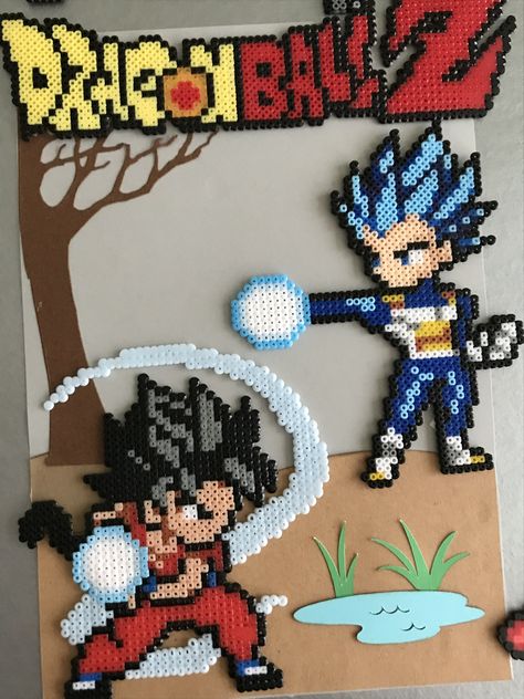 Dragonball Perler Beads, Dbz Perler Beads, Dragon Ball Z Crafts, Dragon Ball Z Perler Beads, Dragon Ball Perler Beads, Goku Perler Beads, Dragon Ball Z Perler, Pixel Art Dragon Ball, Perler Bead Mario