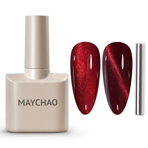 MAYCHAO 15ML Cat Eye Gel Nail Polish 1Pc Burgundy Cat Eye Nail Polish with Magnet Soak off Holographic Magnetic Gel Polish for Nail Art Manicure Salon DIY at Home, 0.5 OZ12.74 #Beauty Burgundy Gel Polish, Simple Nail Polish, Nails Magnetic, Cat Eye Nail Polish, Magnetic Gel Polish, Cat Eye Nail, Magnetic Nail Polish, Cat Eye Nails Polish, Gold Nail Polish