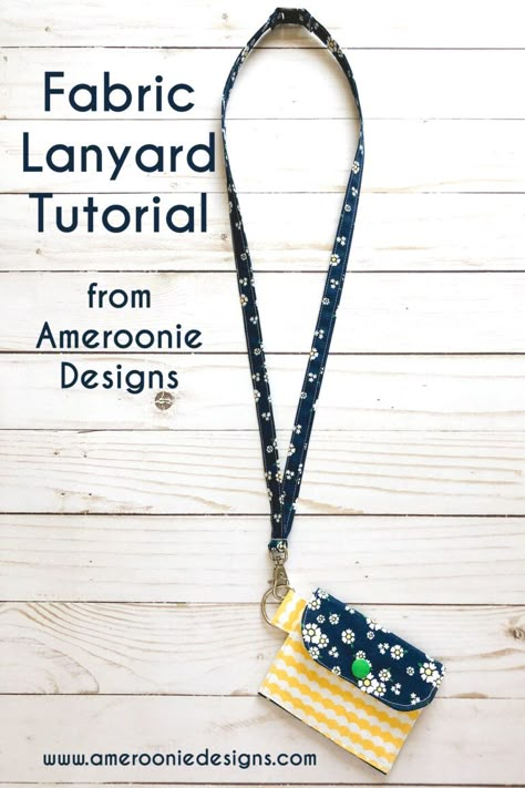 Lanyard Pouch, Ameroonie Designs, Lanyard Tutorial, Diy Lanyard, Lanyard Wallet, Wallet Tutorial, Sewing To Sell, Fabric Lanyard, Bag Tutorials