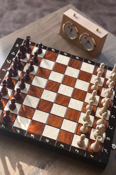 Magnetic Wooden Chess with BHB mechanical clock Clock Aesthetic, Chess Clock, Learn Chess, Mechanical Clock, Wooden Chess, Take Your Time, Chess Set, Chess, Game Design