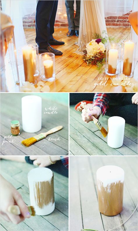 do it yourself gold candles Diy Gold, Painted Candles, Gold Diy, New Years Eve Decorations, Gold Candles, Wedding Crafts, Reception Table, Wedding Candles, Wedding Videos