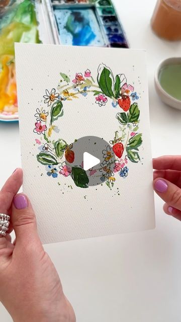 Hygge Crafts, Watercolor Flower Card, Diy Watercolor Cards, Geek Baby, Paintings Tutorials, Watercolor Supplies, Water Coloring, Fun Wreath, Pure Imagination