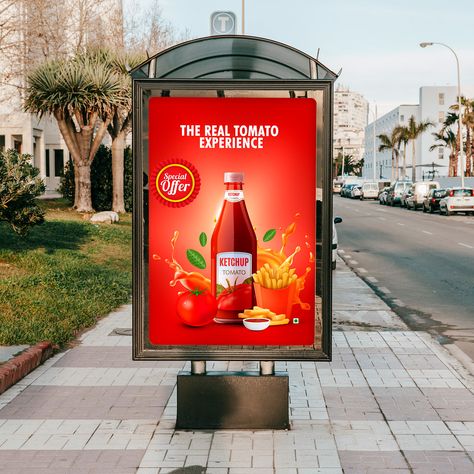 Ketchup Poster, Creative Advertising Photography, App Promotion, Bakery Packaging, Illustration Product, Tomato Ketchup, Promotional Design, Behance Project, Graphic Design Tutorials